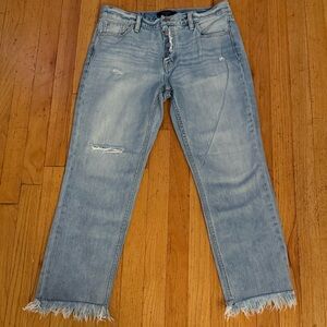 Distressed Light Blue Ankle Jeans